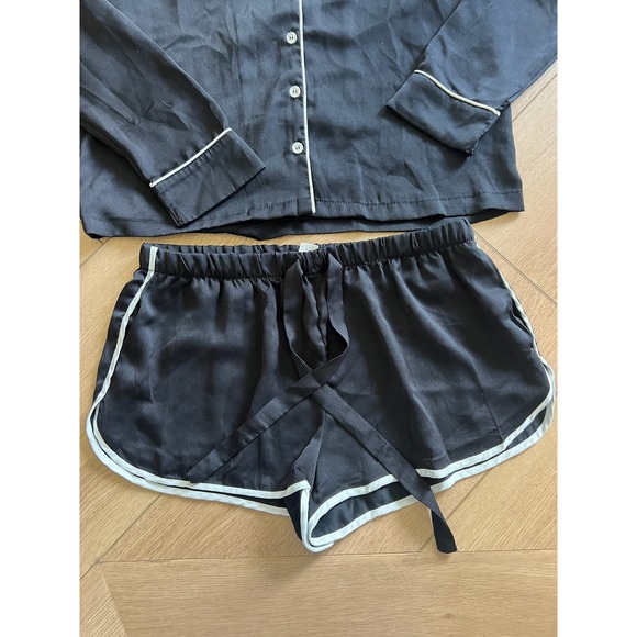 Forever 21 Black Satin Pajama Set Babes Only Top Shorts - Picture 2 of 6